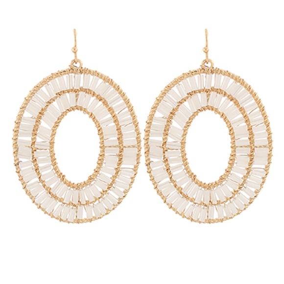 Seedbead Oval Shape Drop Earrings - Picture 1 of 2